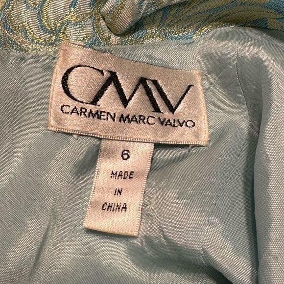 Carmen Marc Valvo Aqua Floral Dress - Picture 4 of 4